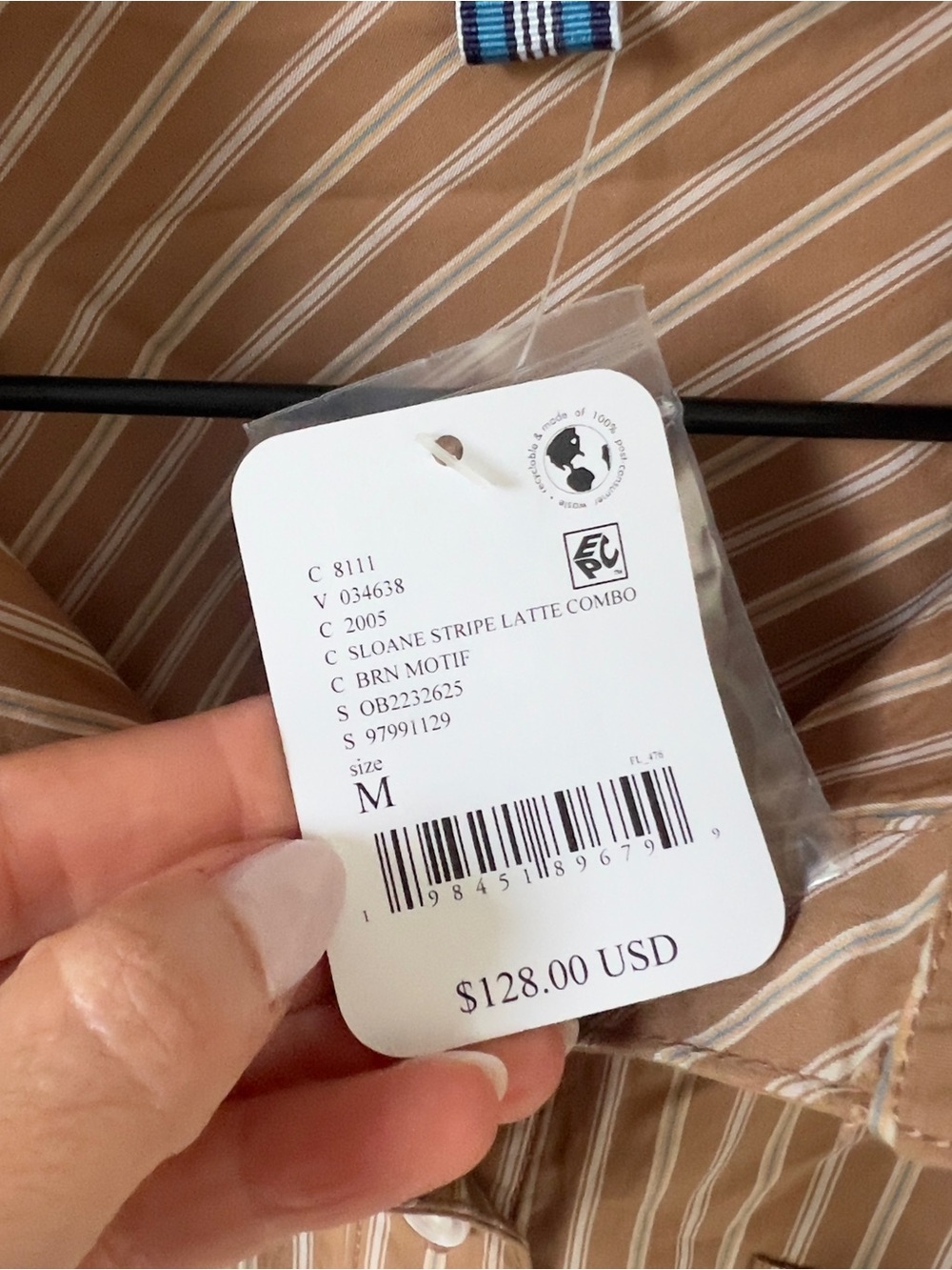 Free People Sabine Striped Articulated Shirt - Latte Combo - NWT - Picture 5 of 5